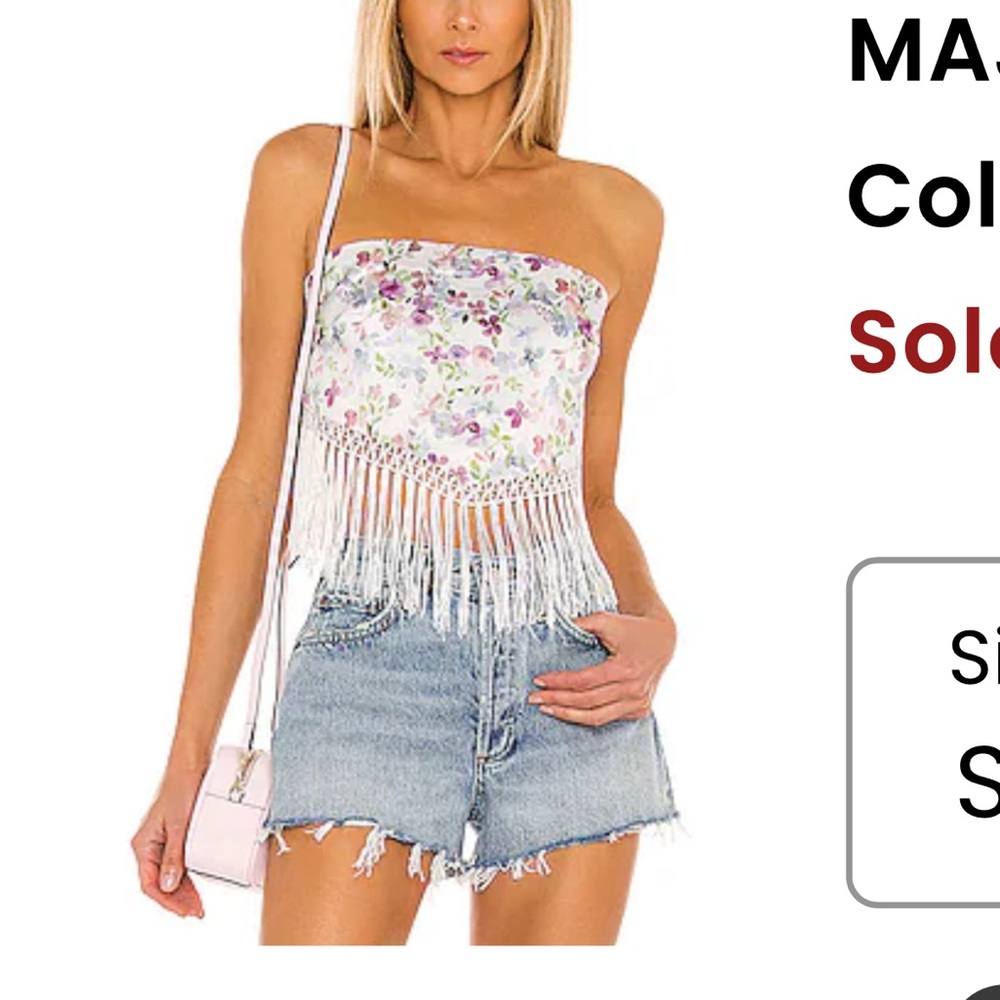 Floral Fringe Strapless Top